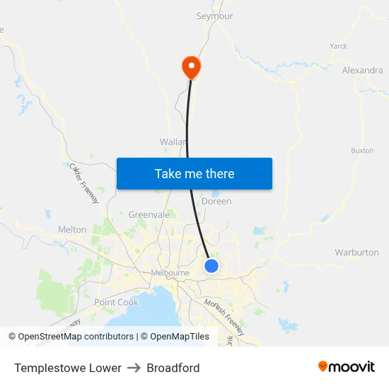 Templestowe Lower to Broadford map