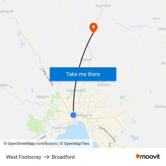 West Footscray to Broadford map