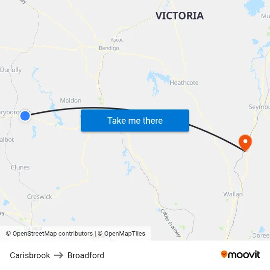 Carisbrook to Broadford map
