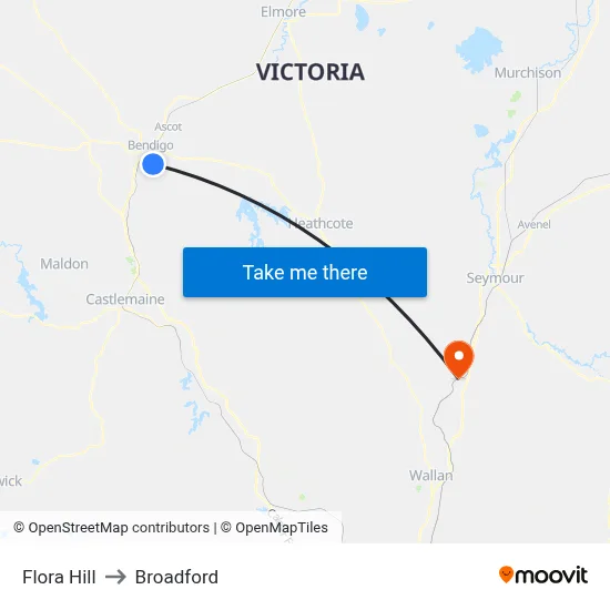 Flora Hill to Broadford map