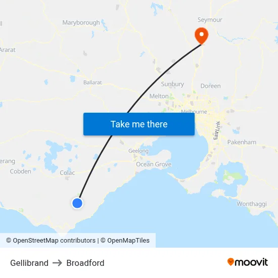 Gellibrand to Broadford map