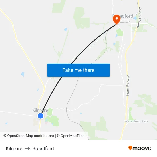 Kilmore to Broadford map