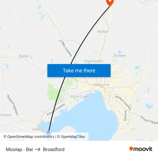 Moolap - Bal to Broadford map