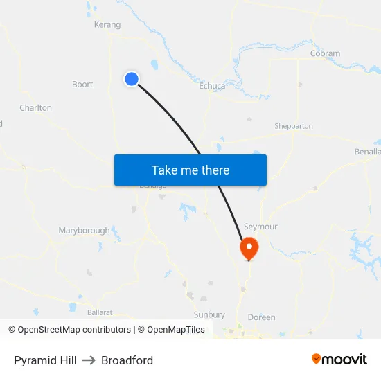 Pyramid Hill to Broadford map