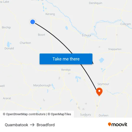 Quambatook to Broadford map