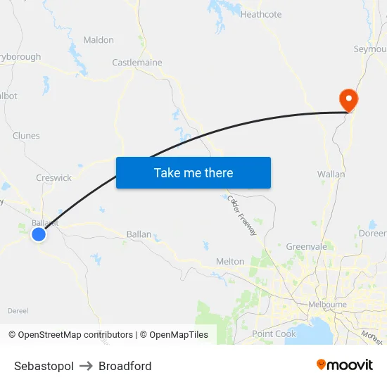 Sebastopol to Broadford map