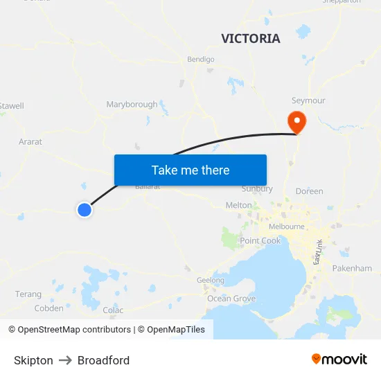 Skipton to Broadford map