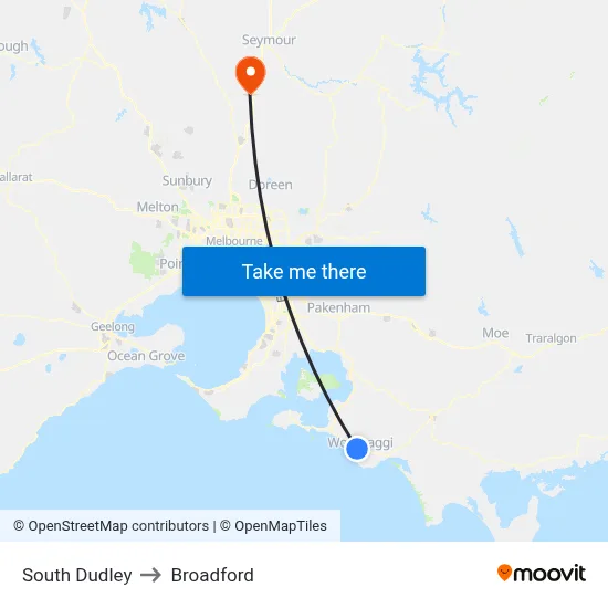 South Dudley to Broadford map