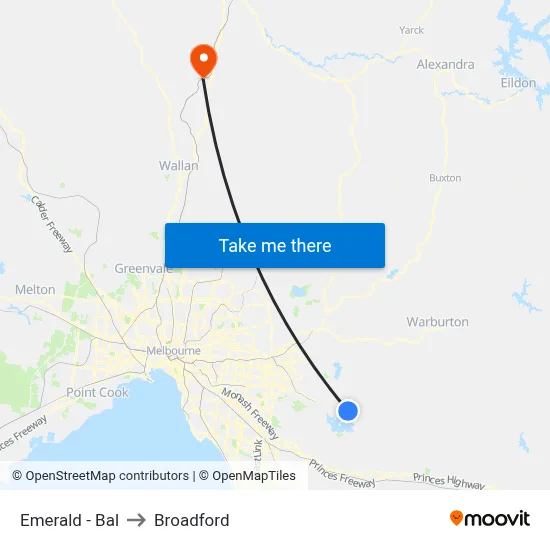 Emerald - Bal to Broadford map