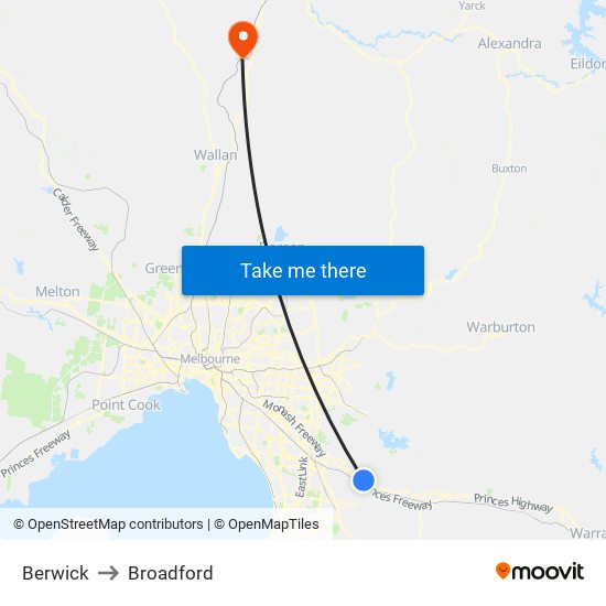 Berwick to Broadford map