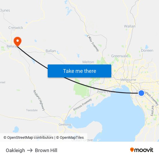 Oakleigh to Brown Hill map