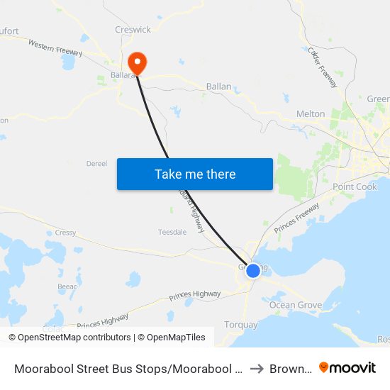 Moorabool Street Bus Stops/Moorabool St (Geelong) to Brown Hill map