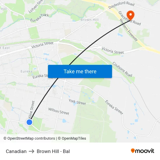 Canadian to Brown Hill - Bal map