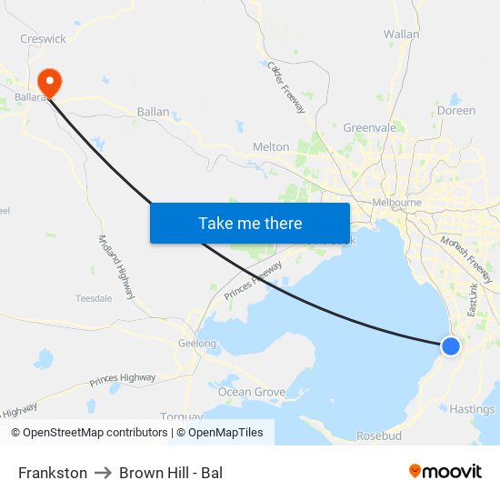 Frankston to Brown Hill - Bal map