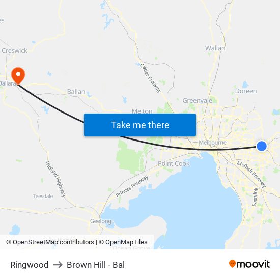 Ringwood to Brown Hill - Bal map