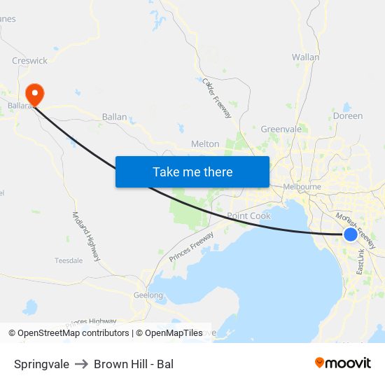 Springvale to Brown Hill - Bal map