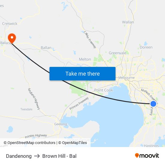 Dandenong to Brown Hill - Bal map