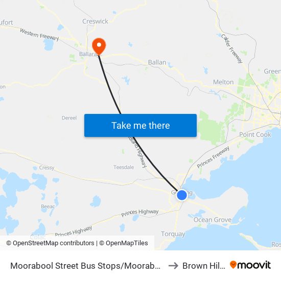 Moorabool Street Bus Stops/Moorabool St (Geelong) to Brown Hill - Bal map