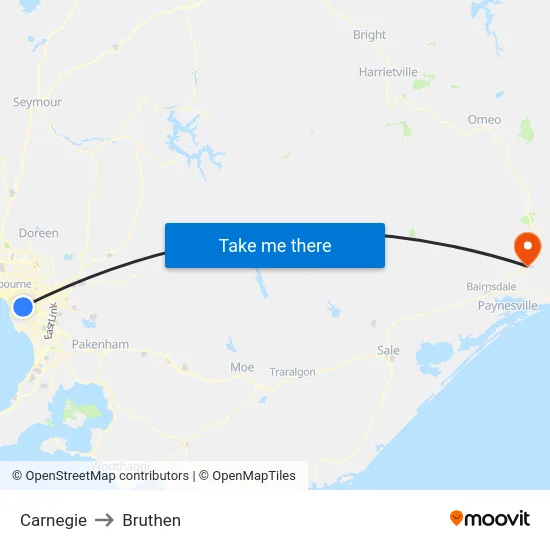 Carnegie to Bruthen map