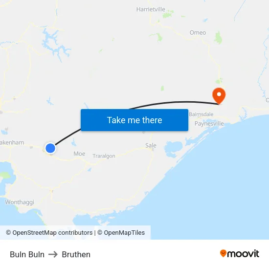 Buln Buln to Bruthen map