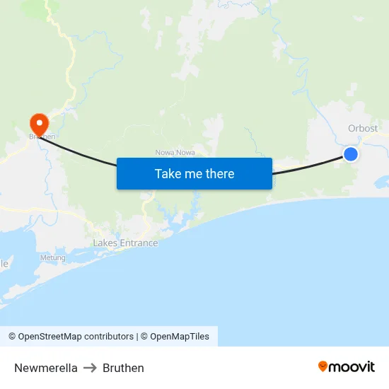 Newmerella to Bruthen map
