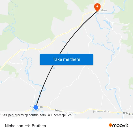 Nicholson to Bruthen map