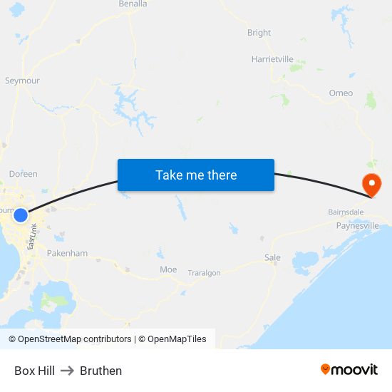 Box Hill to Bruthen map