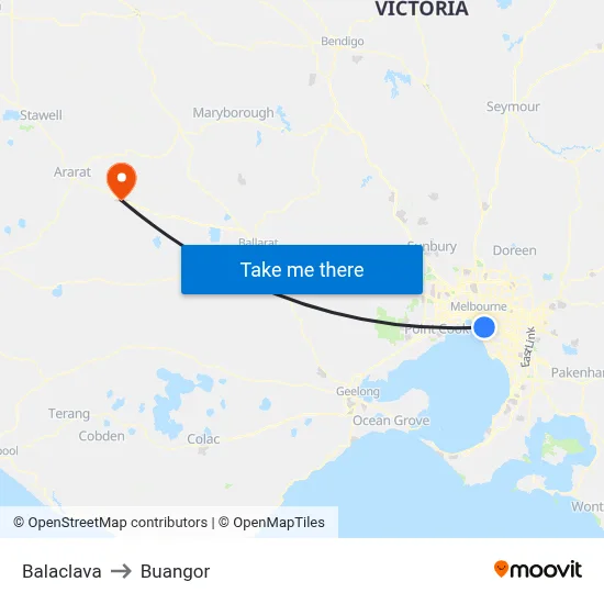 Balaclava to Buangor map