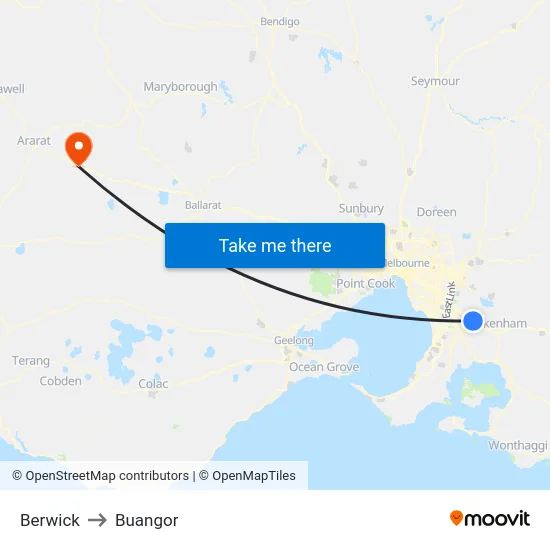 Berwick to Buangor map