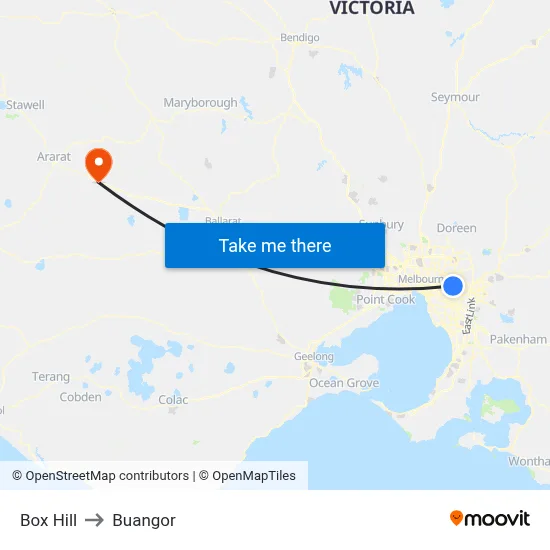Box Hill to Buangor map