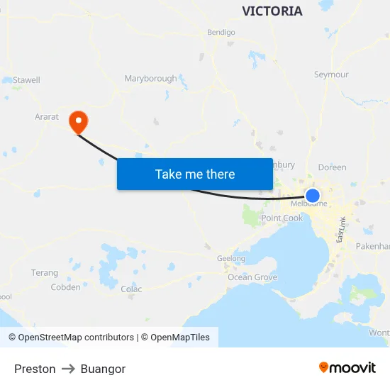 Preston to Buangor map