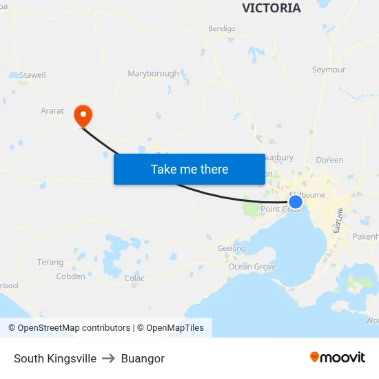 South Kingsville to Buangor map