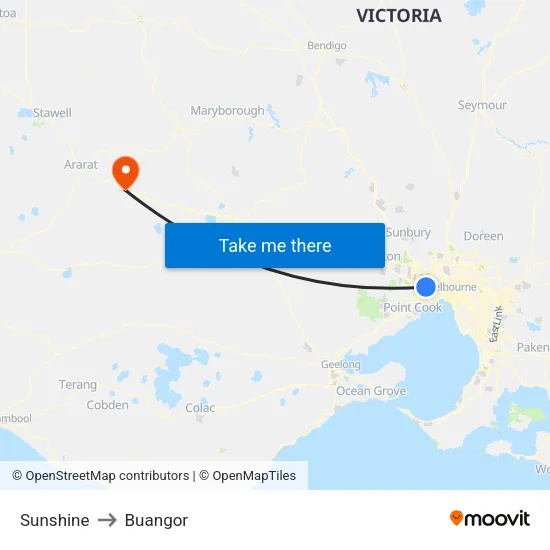 Sunshine to Buangor map