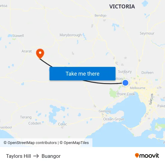 Taylors Hill to Buangor map