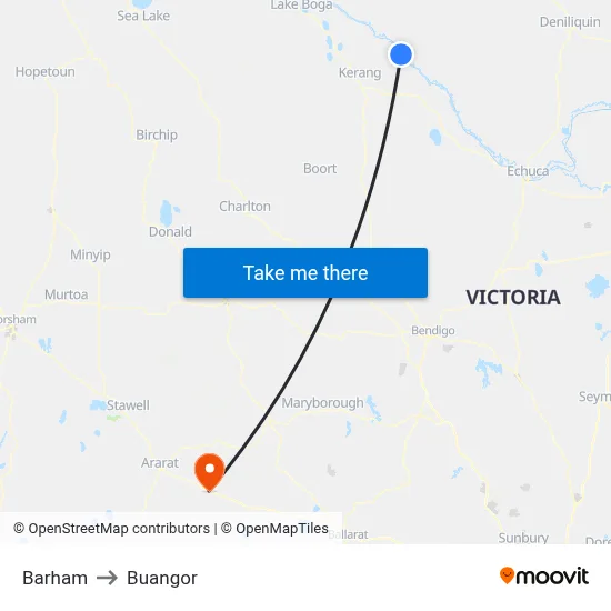 Barham to Buangor map