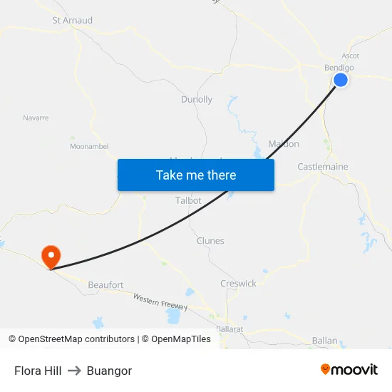 Flora Hill to Buangor map