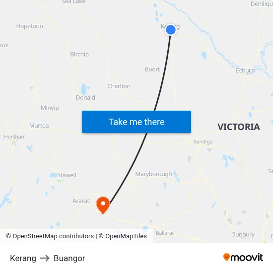 Kerang to Buangor map