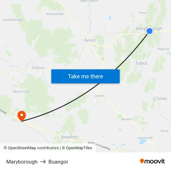 Maryborough to Buangor map