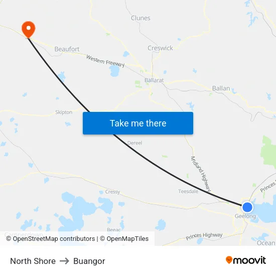 North Shore to Buangor map