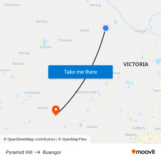 Pyramid Hill to Buangor map