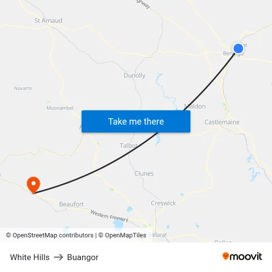 White Hills to Buangor map