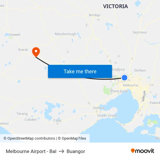 Melbourne Airport - Bal to Buangor map