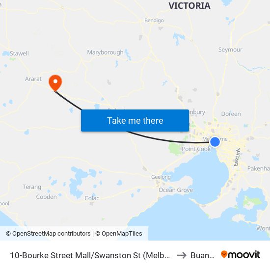 10-Bourke Street Mall/Swanston St (Melbourne City) to Buangor map