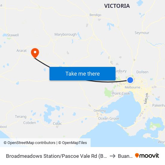 Broadmeadows Station/Pascoe Vale Rd (Broadmeadows) to Buangor map