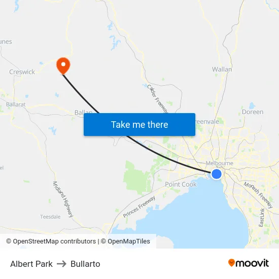 Albert Park to Bullarto map