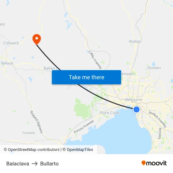 Balaclava to Bullarto map