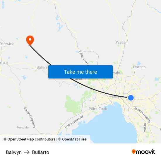 Balwyn to Bullarto map