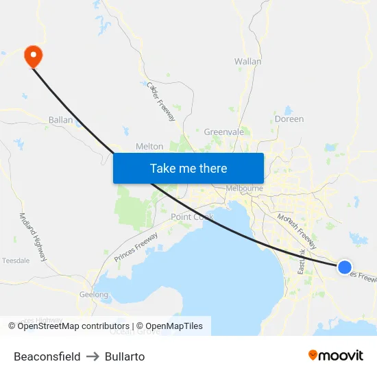 Beaconsfield to Bullarto map