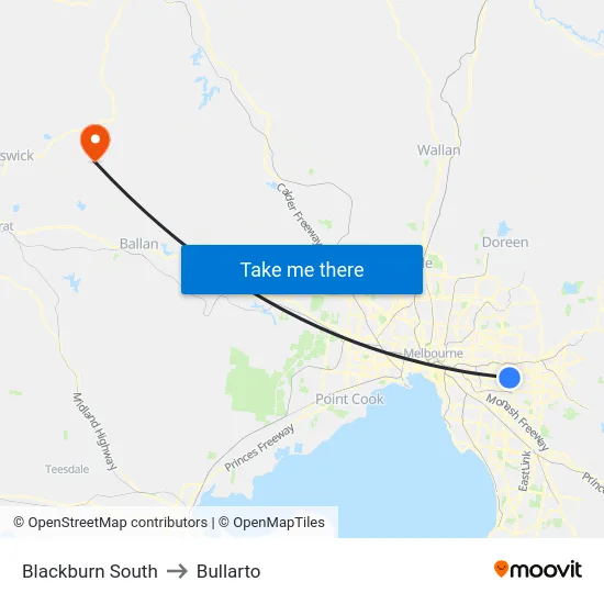 Blackburn South to Bullarto map