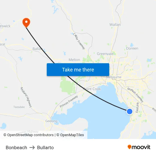 Bonbeach to Bullarto map
